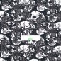 Preview: French Terry – Black & White Skulls Totenkopf