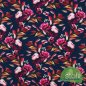 Preview: Jersey Stoff Herbstblumen dunkelblau
