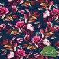 Preview: Jersey Stoff Herbstblumen dunkelblau