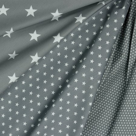 Preview: Baumwollstoff Stars Sterne auf grau - Poppy Design