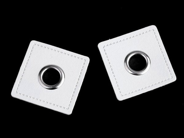 Preview: 2 Ösen Patch 8mm Kunstleder weiß