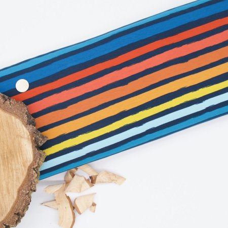 French Terry  STRIPES Blockstreifen blau rot gelb Sweat