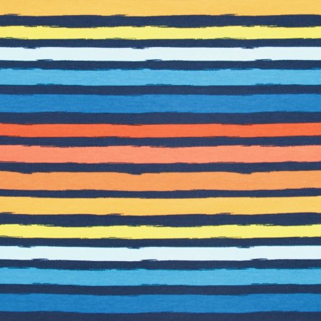 Preview: French Terry  STRIPES Blockstreifen blau rot gelb Sweat