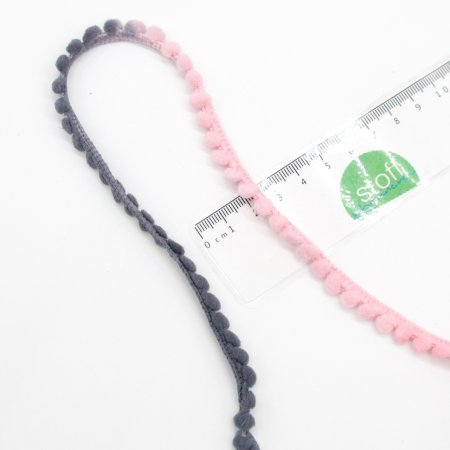 Preview: Pompon Bommelborte Mulitcolor rosa mini