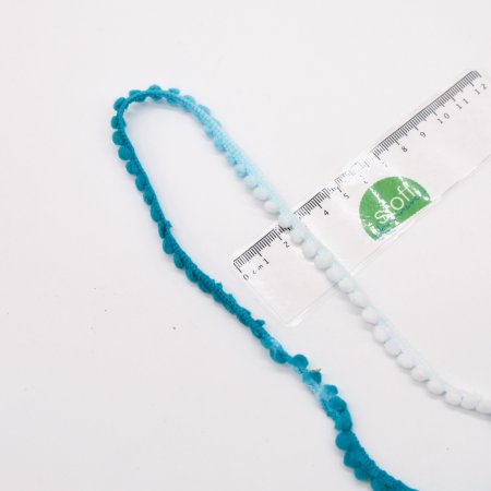 Preview: Pompon Bommelborte Mulitcolor blau mini