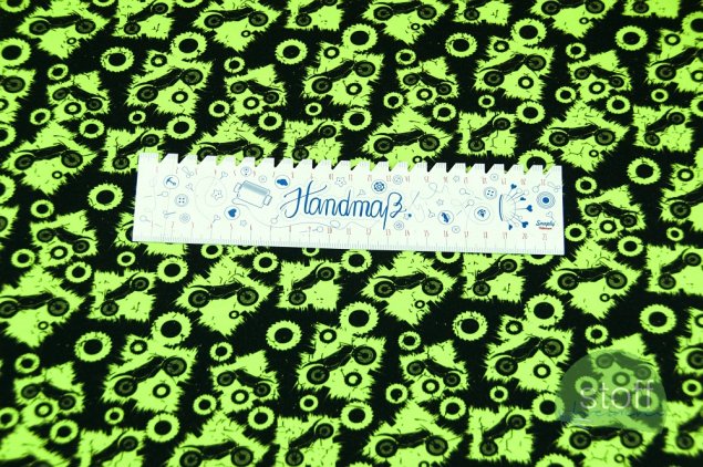 Preview: Jersey Stoff Motorrad neongelb auf schwarz