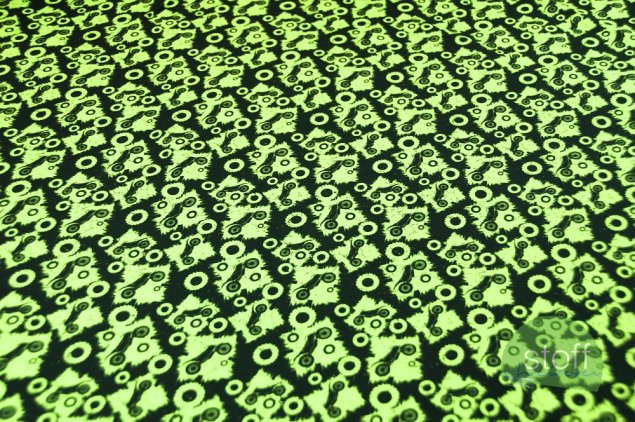 Preview: Jersey Stoff Motorrad neongelb auf schwarz