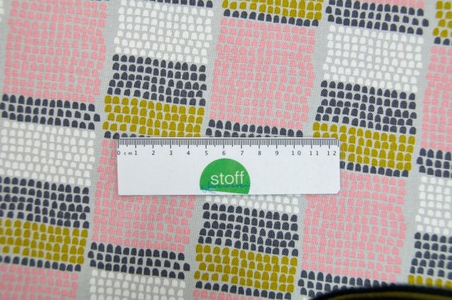 Preview: Canvas 100% Baumwolle Dots Rosa Grau Weiss Senf