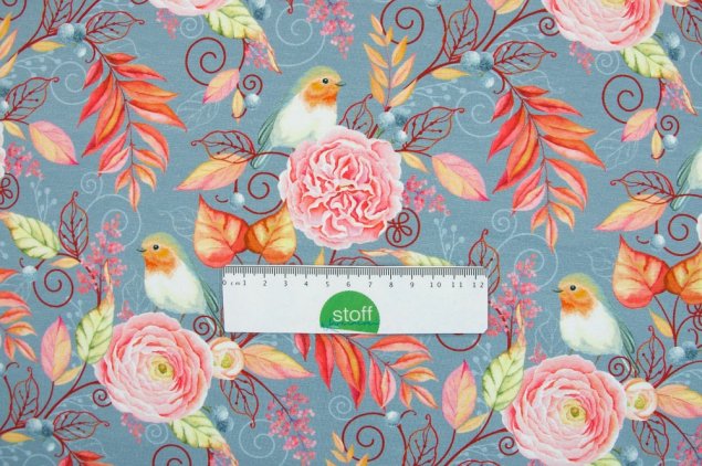 Preview: Jersey little bird Rotkehlchen auf grau
