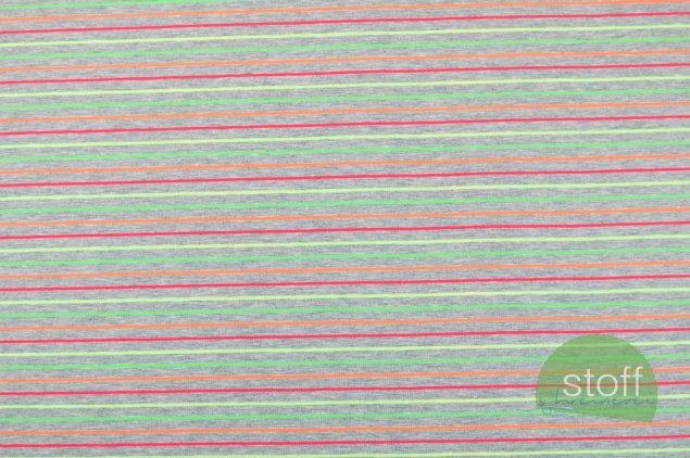 Jersey Ringel Streifen Neon auf grau