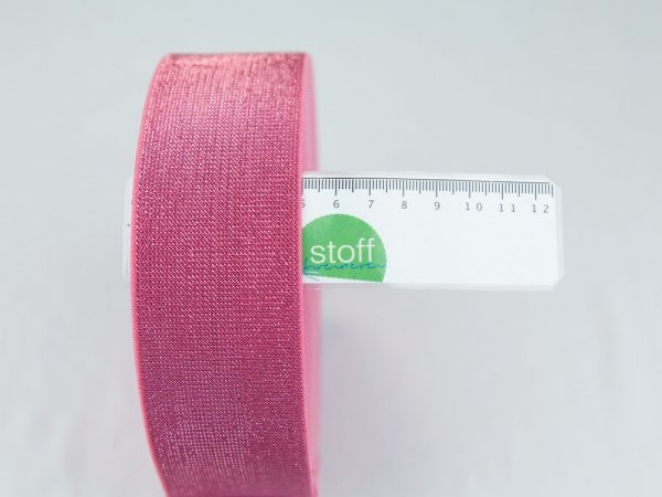 Preview: 1 m hochwertiges Gummiband 50 mm pink glitzer