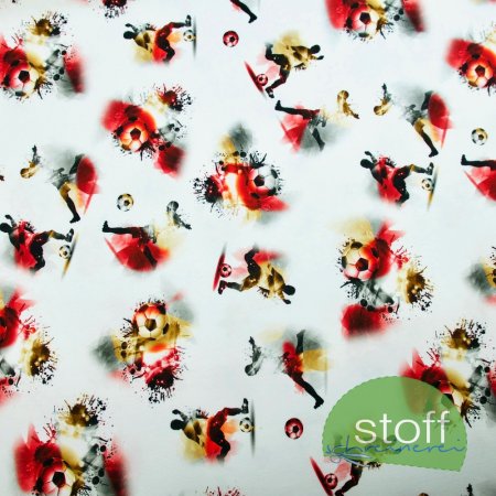 Preview: French Terry Eigenproduktion Fußballspieler auf weiß