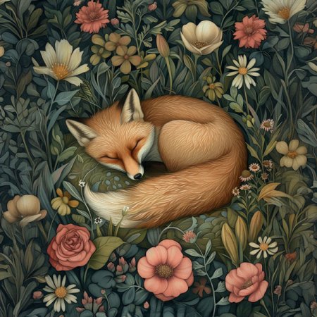 Velours-Panel schlafende Tiere „Fuchs“