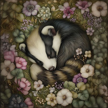 Velours-Panel schlafende Tiere „Dachs“