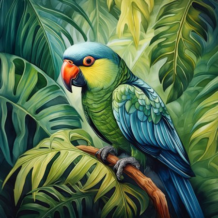 Velours-Panel tropische Blätter & Amazone