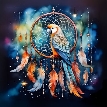 Velour Panel Traumfänger „Papagei“