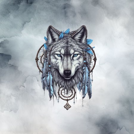 Velour Panel Traumfänger „Wolf 4“