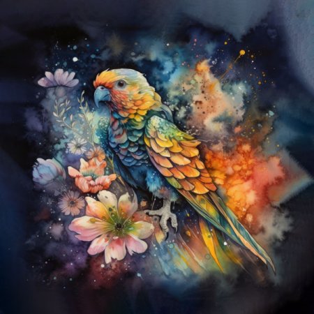 Samt Panel „bunter Papagei“