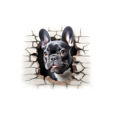 Velour Panel „durch die Wand „ franz. Bulldogge - grau