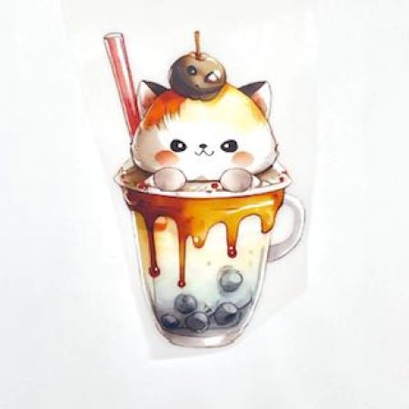 Bügelbild S "Bubble Tea Katze"