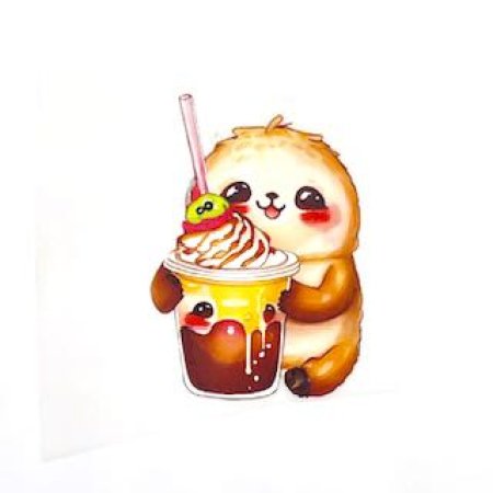 Bügelbild S "Bubble Tea Faultier"