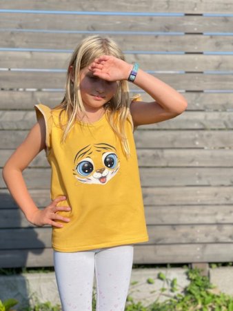 Preview: French Terry Panel - "lovely Face" - Tiger