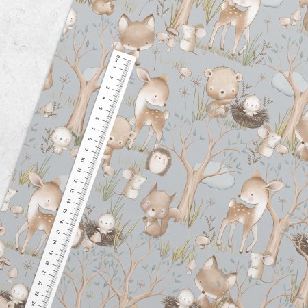 Preview: Baumwollstoff Waldfreunde 4.0 blau