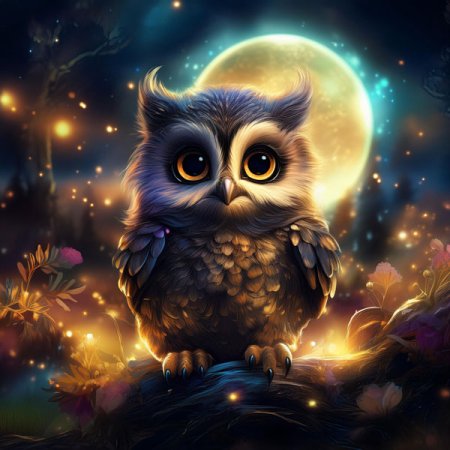 Velour Panel Mondbild Eule