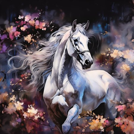 Velour Panel  "Pferd im Wald 11"