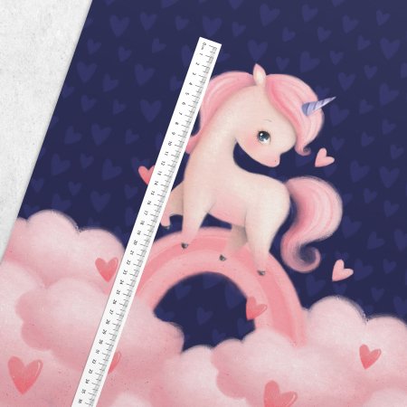 Preview: French Terry Panel Valentine Einhorn