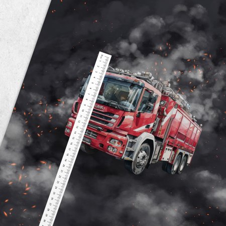 Preview: French Terry Panel Feuerwehr - dark style