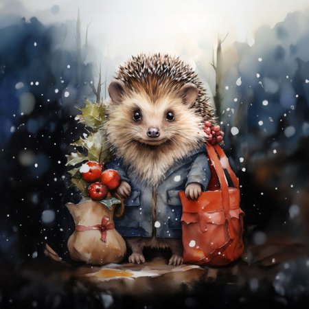 Samt-Panel Winterbild Igel