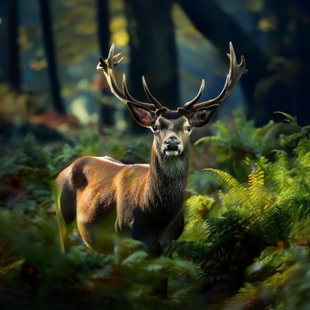 Samt-Panel Hirsch im Wald