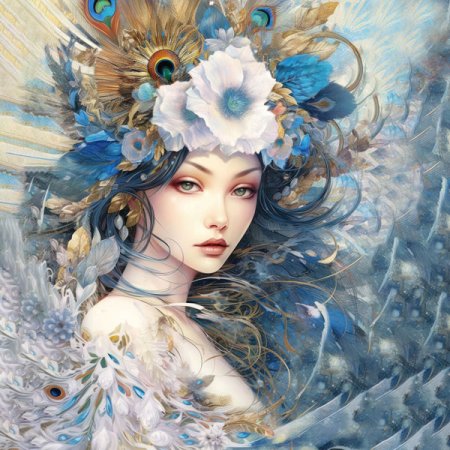 Velour Panel "Pfauenfrau 4"