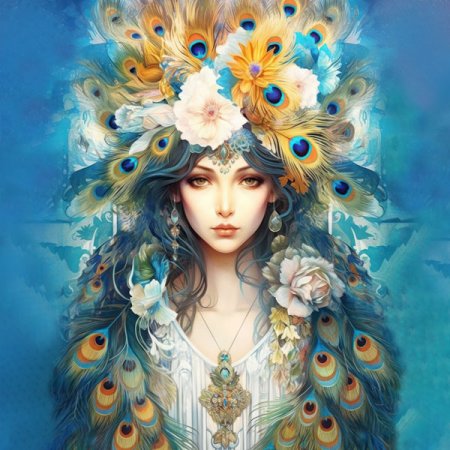 Samt Panel „Pfauenfrau 4"