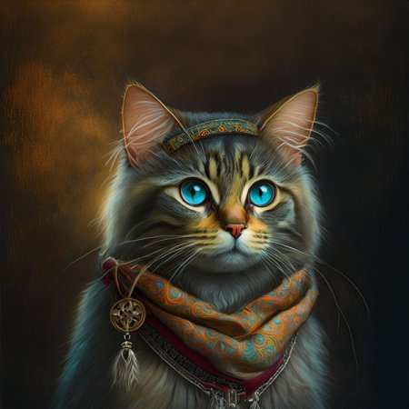 Velour Panel  Katze „Boho 8“