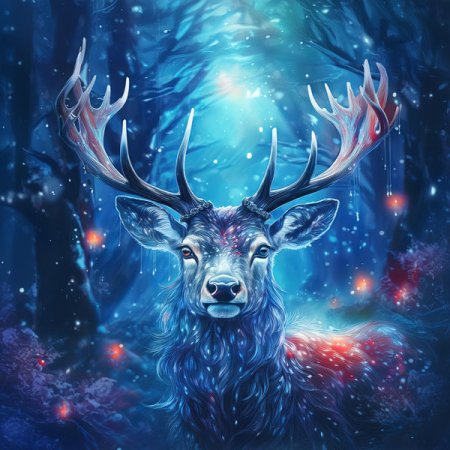 Samt Panel magischer Hirsch "Schneezauber"