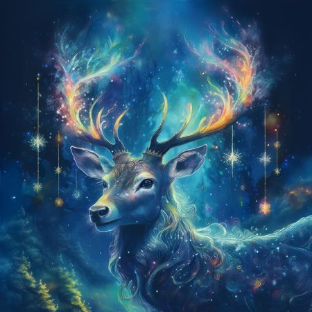 Velour Panel magischer Hirsch "Lichterglanz"