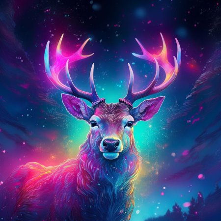 Samt Panel magischer Hirsch neon