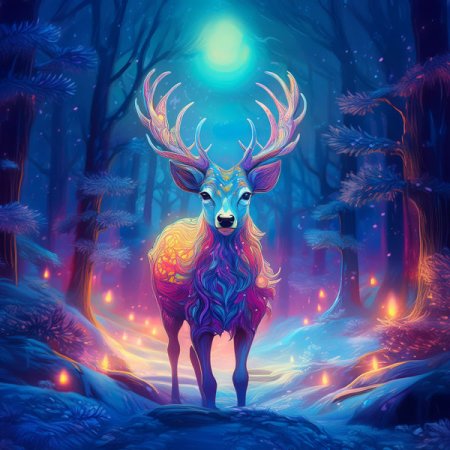 Samt Panel magischer Hirsch neon 2