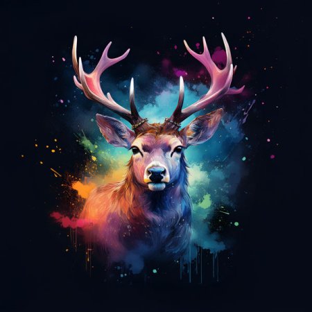 Samt Panel magischer Hirsch "Splash 2"