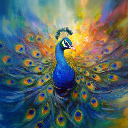 Samt Panel "Farbrausch" Pfau