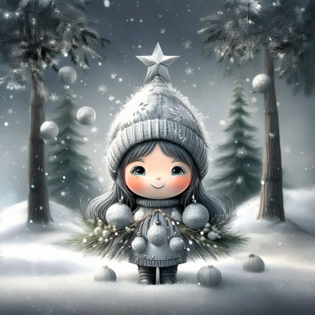 Samt-Panel Winter Silber Mädchen