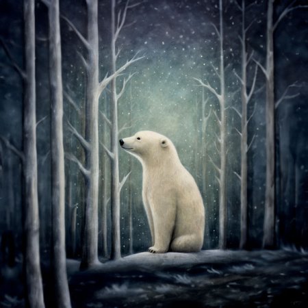 Velours-Panel "Eisbär im Wald"