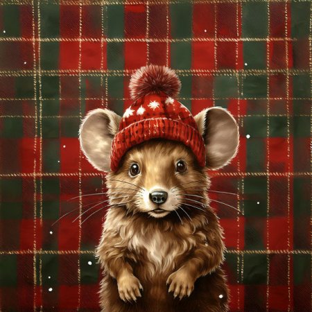 Samt-Panel Weihnachtsplaid Maus