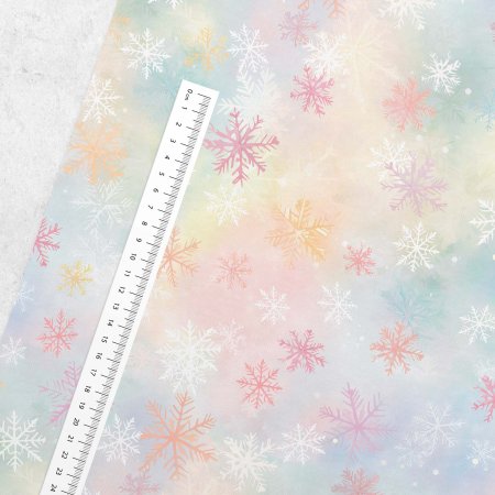 Preview: French Terry Schneeflocken bunt Preview: French Terry Schneeflocken bunt