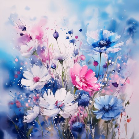 Samt-Panel Blumenlandschaft Astern