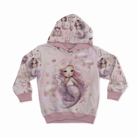 Preview: French Terry Rosa Meerjungfrauen