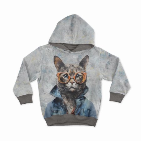 Preview: French Terry Panel "Back to School" - Hipster Katze