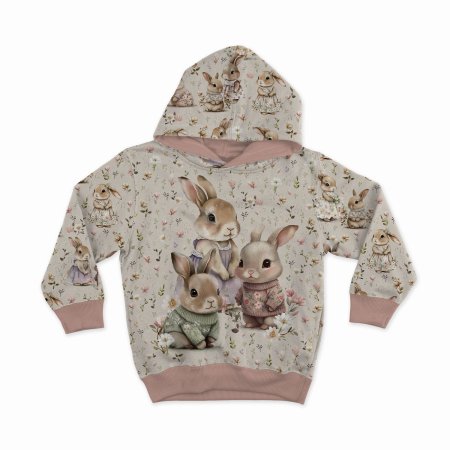 Preview: French Terry "Häschen in Blumen" AllOver